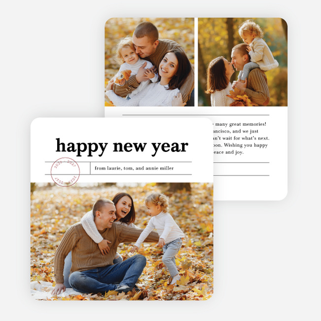 Touch of Rustic New Year Cards and Invitations - White