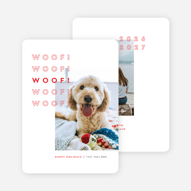 Woof the Season Pet Holiday Cards - Red