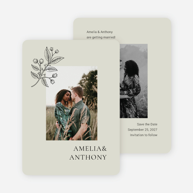 Floral Ampersand Save the Date Cards - Beige