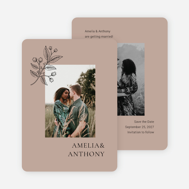 Floral Ampersand Save the Date Cards - Brown