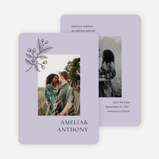Floral Ampersand Save the Date Cards - Purple