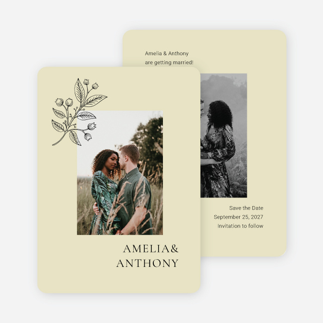 Floral Ampersand Save the Date Cards - Yellow