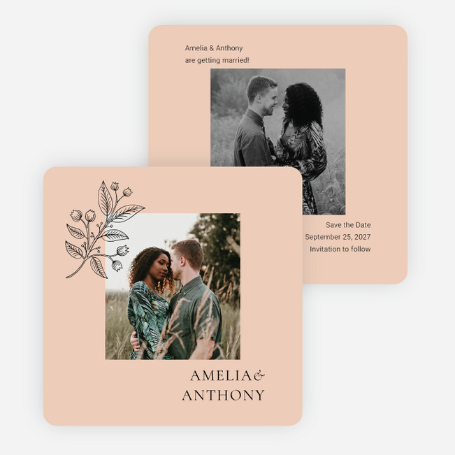 Floral Ampersand Save the Date Cards - Orange