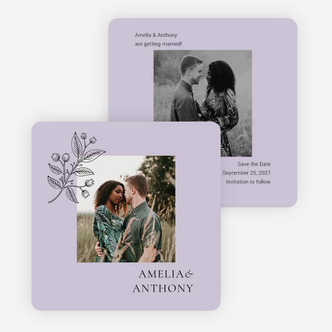 Floral Ampersand Save the Date Cards - Purple