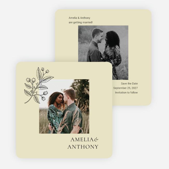 Floral Ampersand Save the Date Cards - Yellow