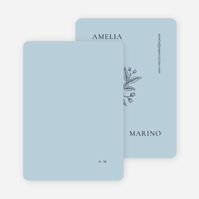 Floral Ampersand Wedding Thank You Cards - Blue