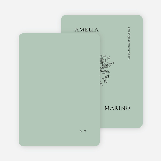 Floral Ampersand Wedding Thank You Cards - Green