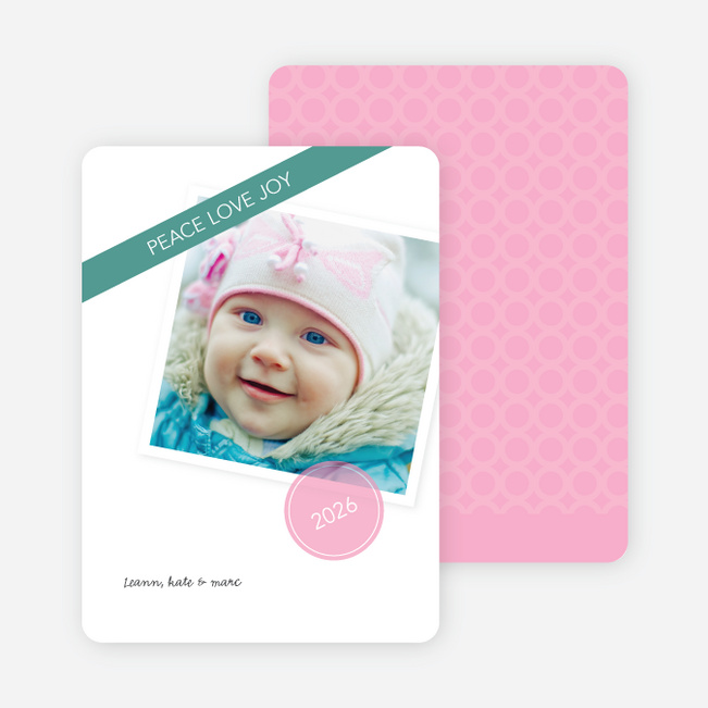 Circle of Peace, Love & Joy Holiday Photo Cards - Pink