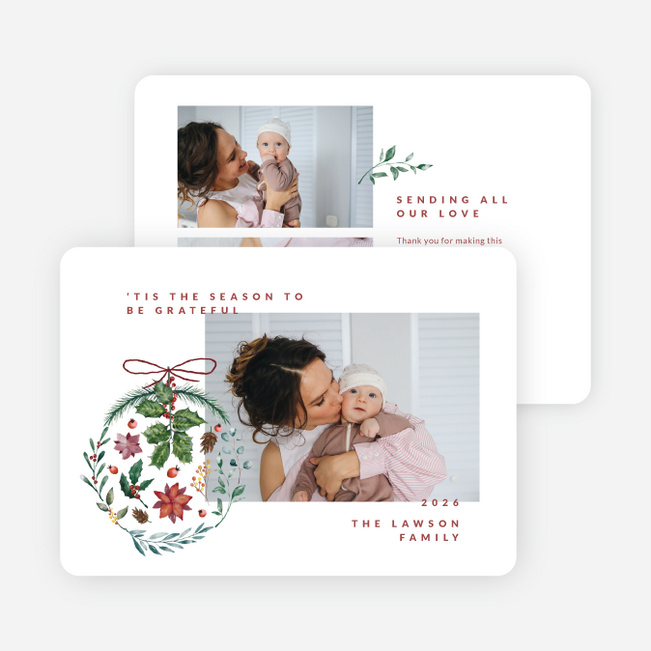 Ornament of Gratitude Personalized Christmas Cards - Red