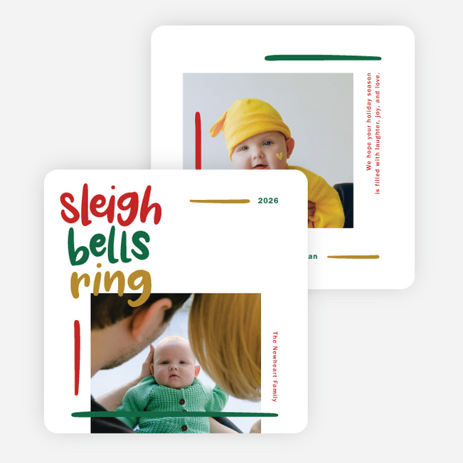 Sleigh Bells Ring Christmas Cards - Multi
