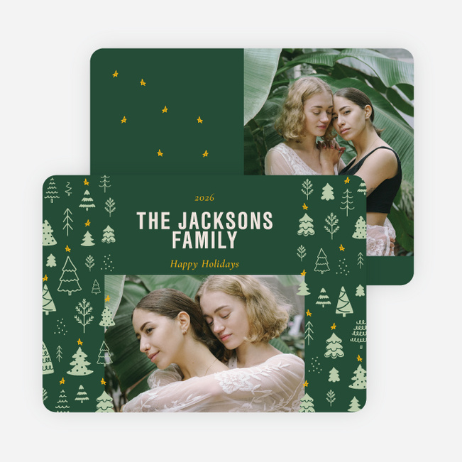 Merry Evergreens Holiday Cards and Invitations - Green