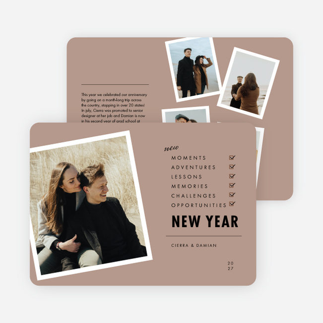 New Moments Checklist New Year Cards and Invitations - Brown