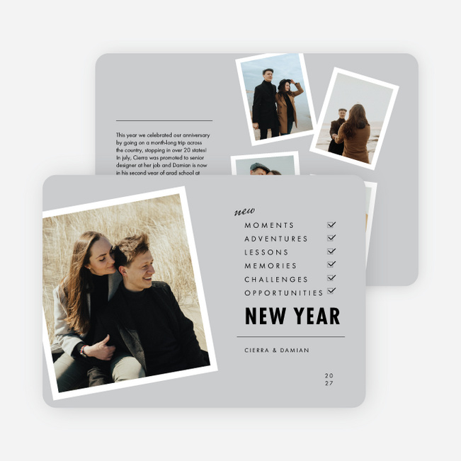 New Moments Checklist New Year Cards and Invitations - Gray