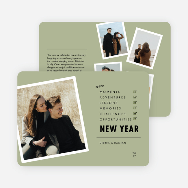 New Moments Checklist New Year Cards and Invitations - Green