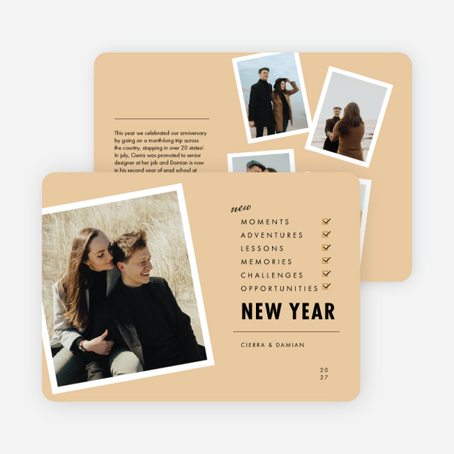 New Moments Checklist New Year Cards and Invitations - Yellow