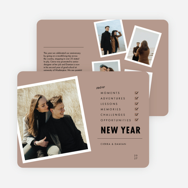 New Moments Checklist New Year Cards and Invitations - Brown