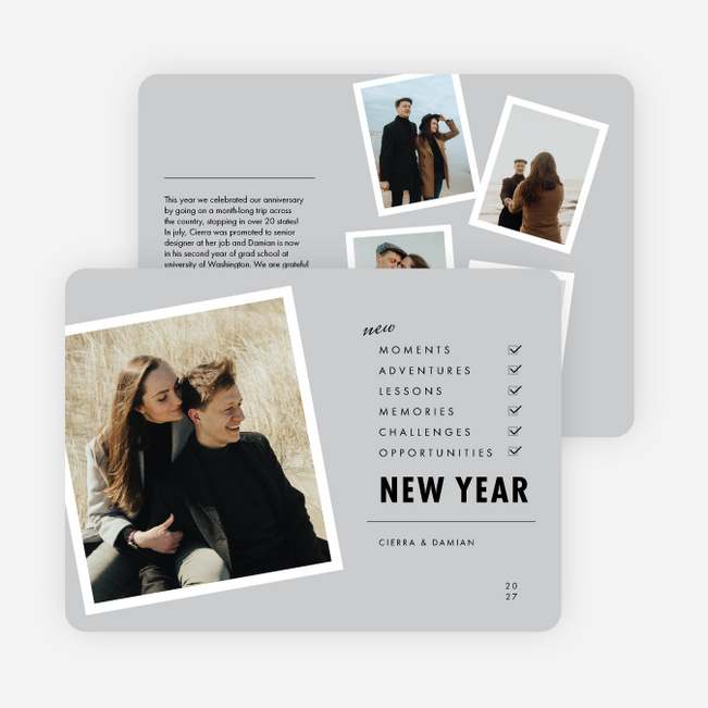 New Moments Checklist New Year Cards and Invitations - Gray