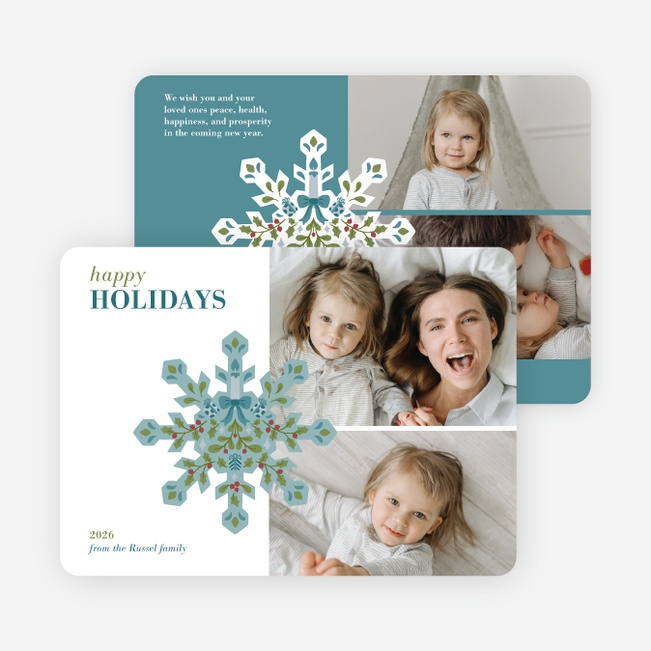 Ornamental Florals Holiday Cards and Invitations - Blue