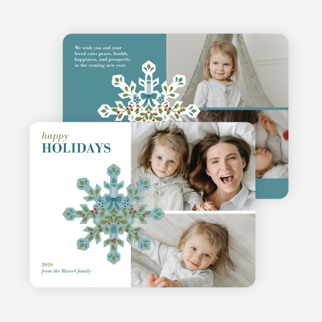 Ornamental Florals Holiday Cards and Invitations - Blue