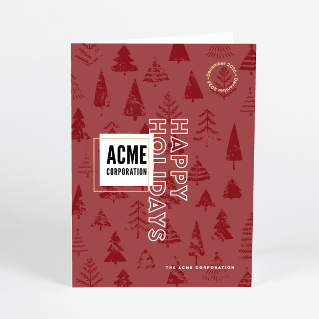 Seasonal Greenery Corporate Holiday Cards & Corporate Christmas Cards - Red