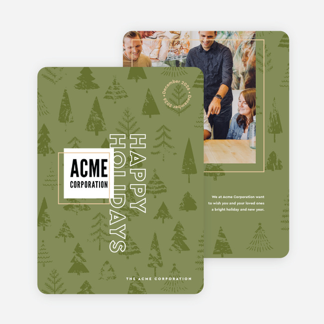 Seasonal Greenery Corporate Holiday Cards & Corporate Christmas Cards - Green