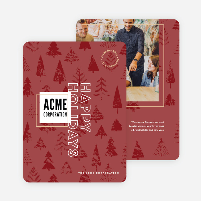 Seasonal Greenery Corporate Holiday Cards & Corporate Christmas Cards - Red