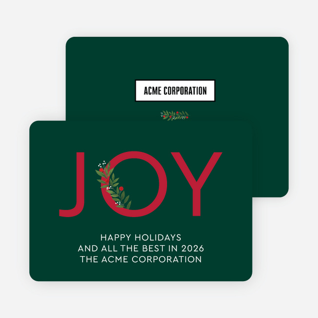 Simply Joy Corporate Holiday Cards & Corporate Christmas Cards - Green