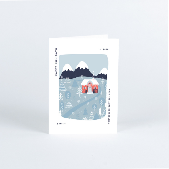 Snowy Home Business and Corporate Holiday Cards - Blue