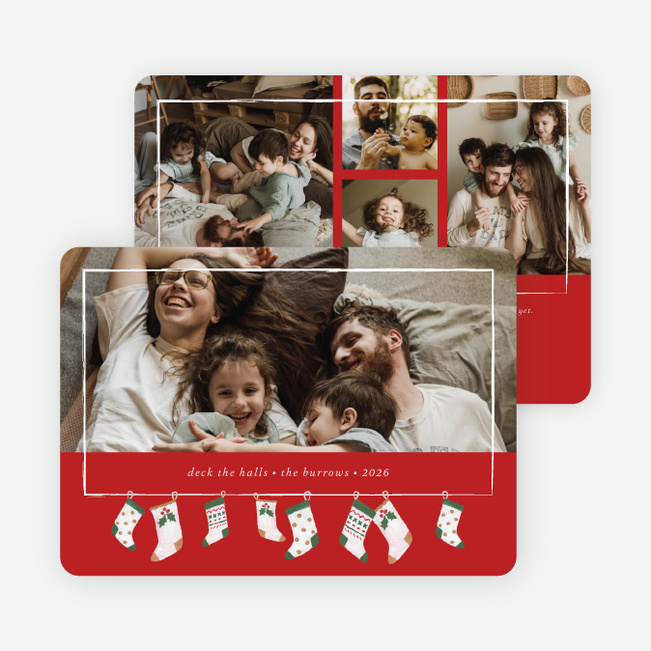 Stockings Hung Up Christmas Cards - Red