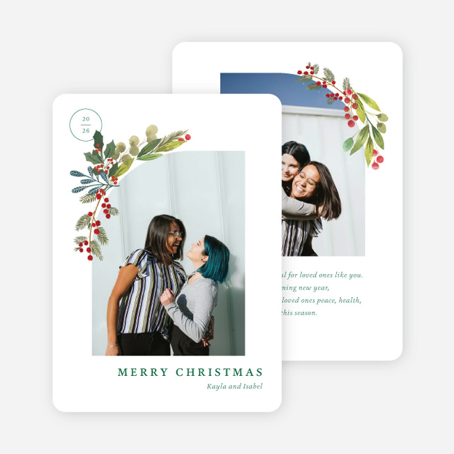 Wreathed Archway Christmas Cards - Green