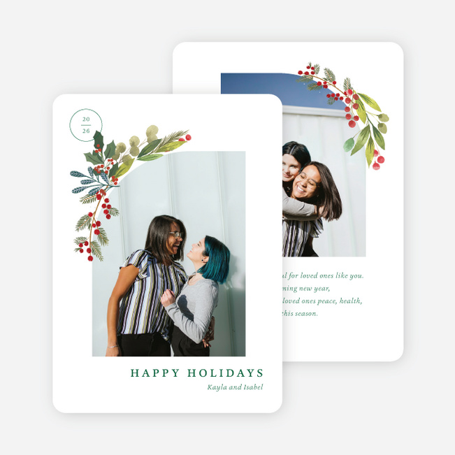Wreathed Archway Holiday Cards and Invitations - Green