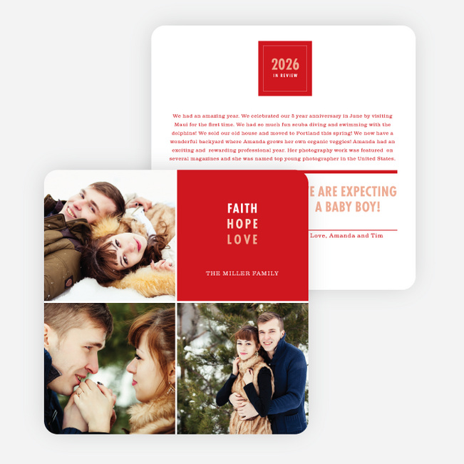 Year in Review Holiday Cards - Red