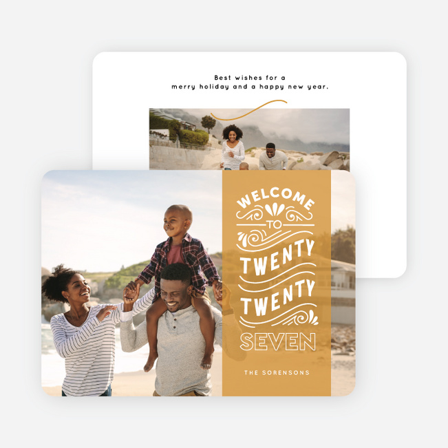 Banded Freedom New Year Cards and Invitations - Yellow