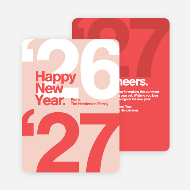 Best Wishes New Year Cards - Red