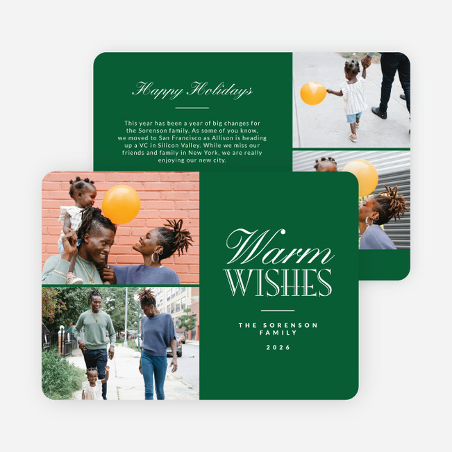 Blissful Wishes Holiday Cards and Invitations - Green