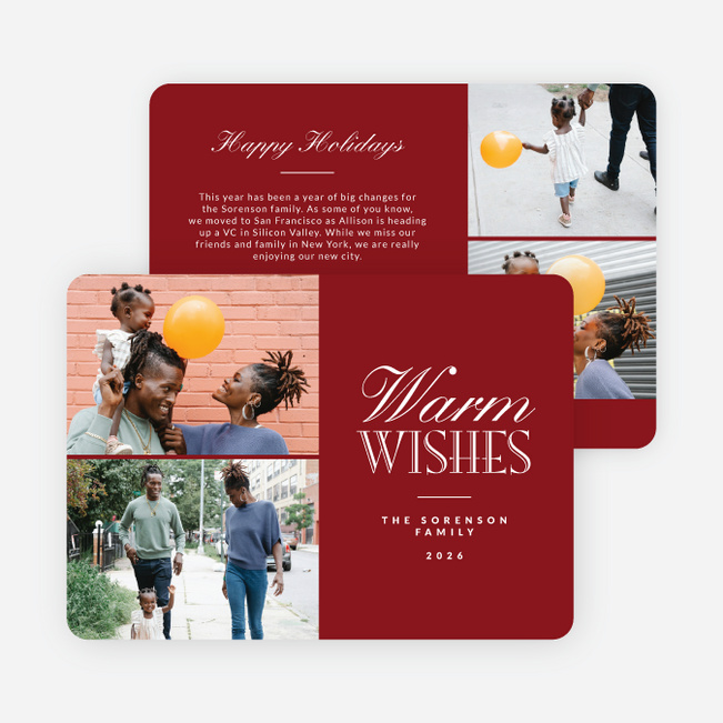 Blissful Wishes Holiday Cards and Invitations - Red