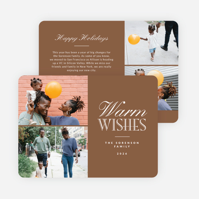 Blissful Wishes Holiday Cards and Invitations - Brown