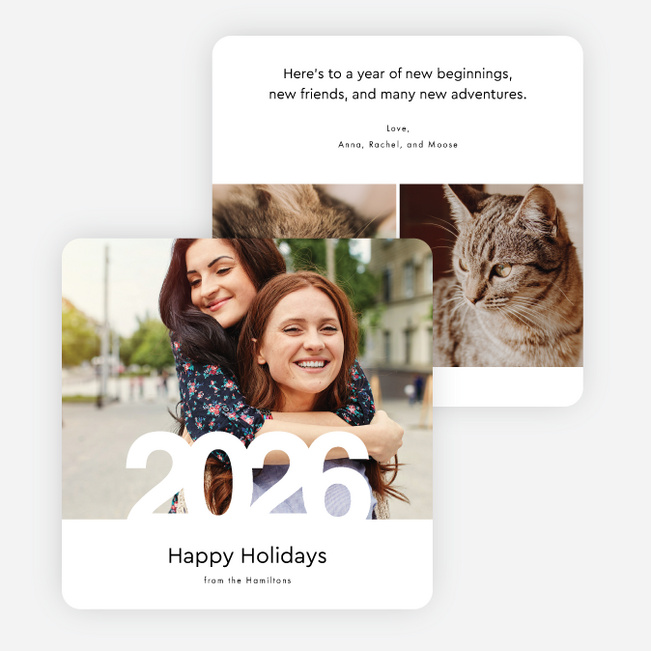 Bold Numbers Photo New Years Cards - Black
