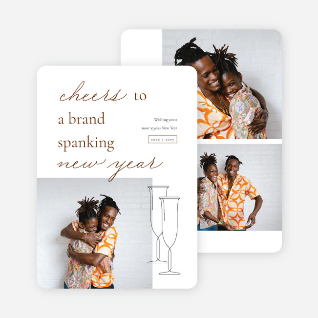 Brand Spanking Cheer New Year Cards and Invitations - Brown