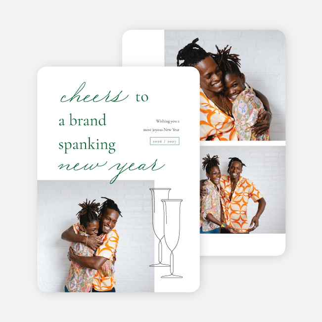 Brand Spanking Cheer New Year Cards and Invitations - Green