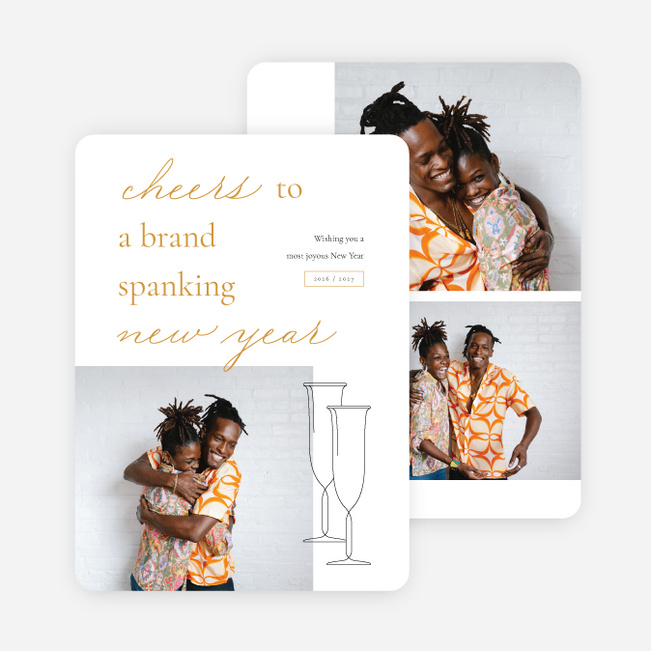 Brand Spanking Cheer New Year Cards and Invitations - Yellow