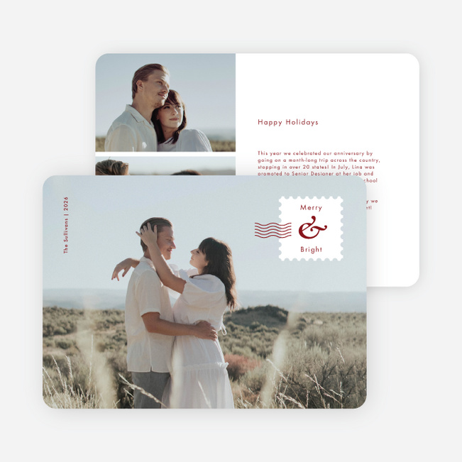 Brightly Stamped Holiday Cards and Invitations - Red