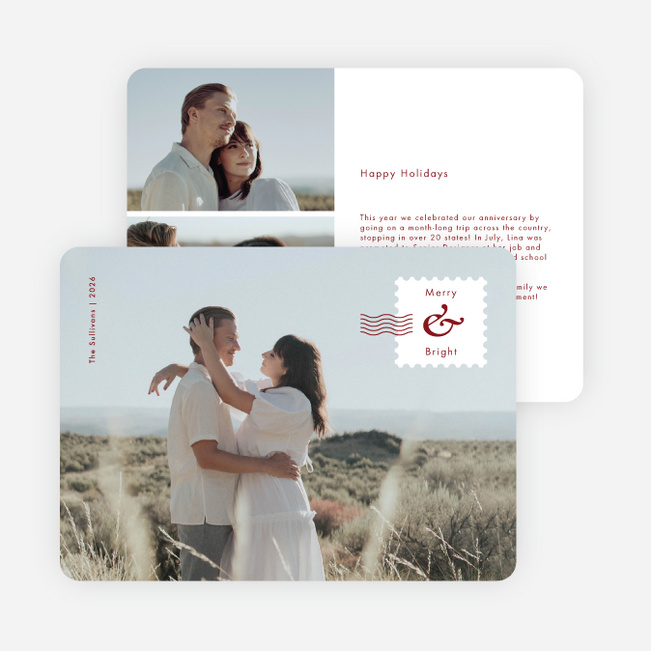 Brightly Stamped Holiday Cards and Invitations - Red