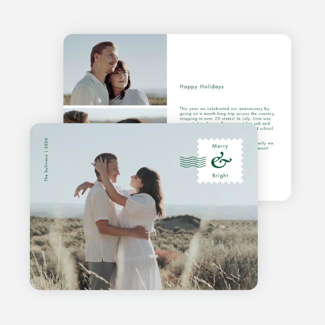 Brightly Stamped Holiday Cards and Invitations - Green