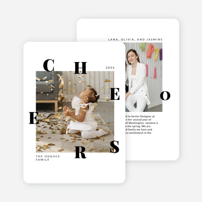 Cheerfully Scattered Holiday Cards and Invitations - White