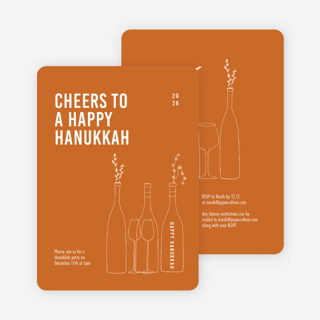 Cheers, It’s Time! Hanukkah Cards - Orange