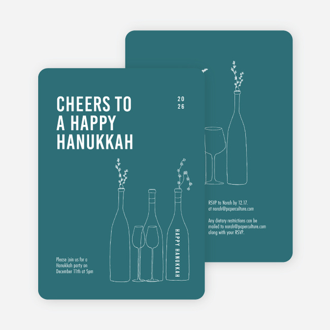 Cheers, It’s Time! Hanukkah Cards - Blue