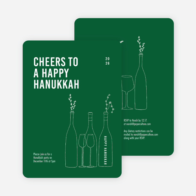 Cheers, It’s Time! Hanukkah Cards - Green