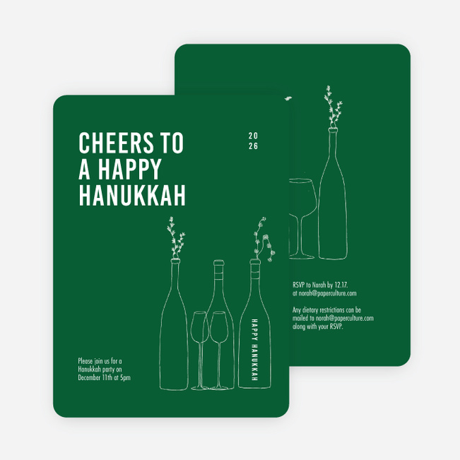 Cheers, It’s Time! Hanukkah Cards - Green