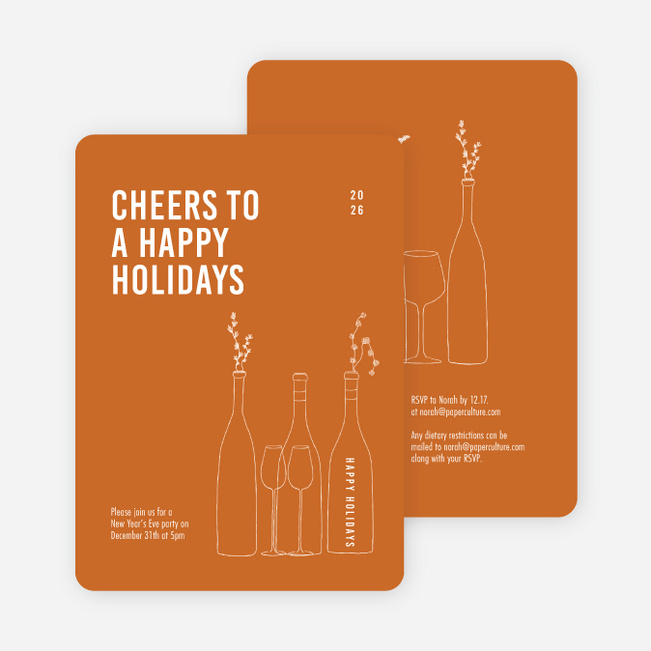 Cheers, It’s Time! Holiday Cards and Invitations - Orange